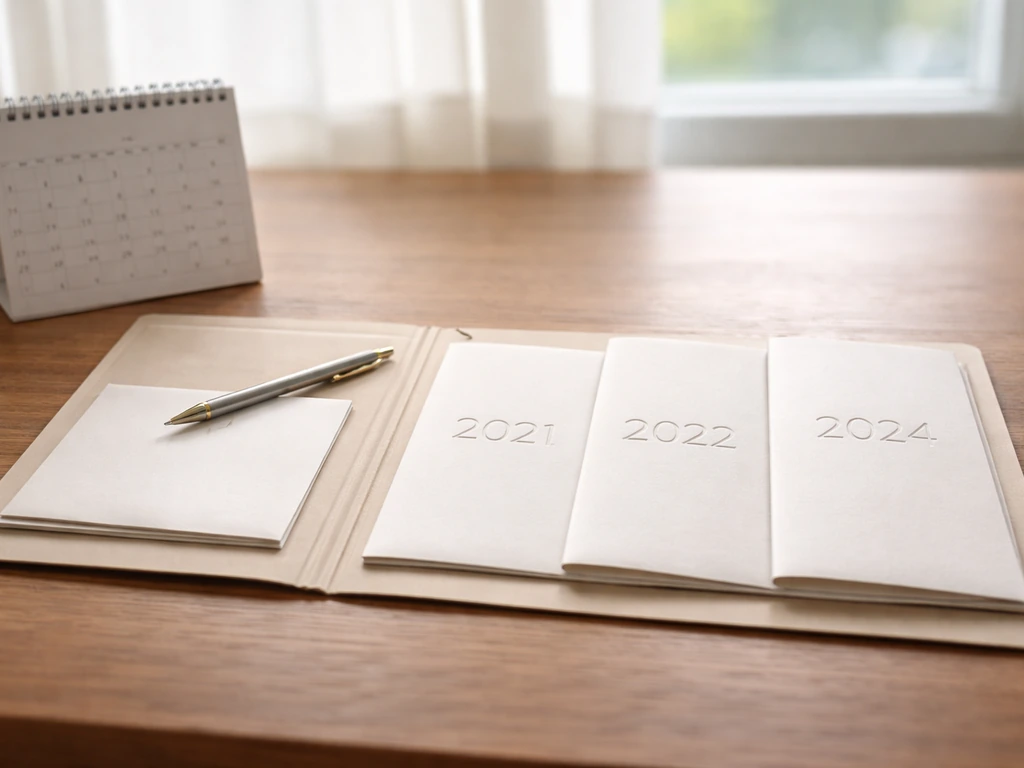 Coach’s office desk with a timeline-style row of annual contract envelopes, symbolizing public salary milestones.