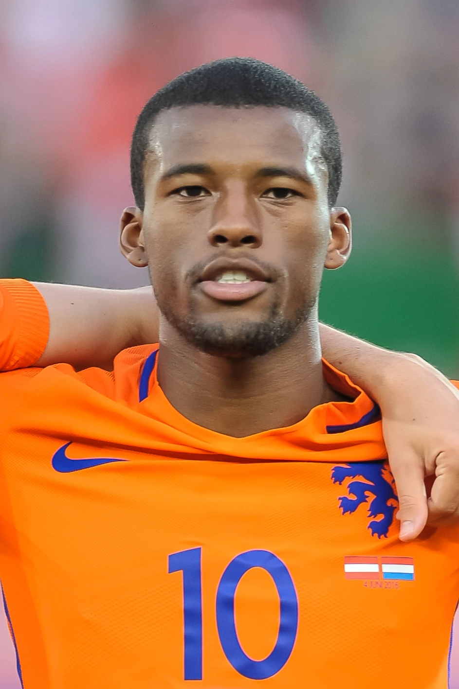 Georginio Wijnaldum in an orange Netherlands national team jersey